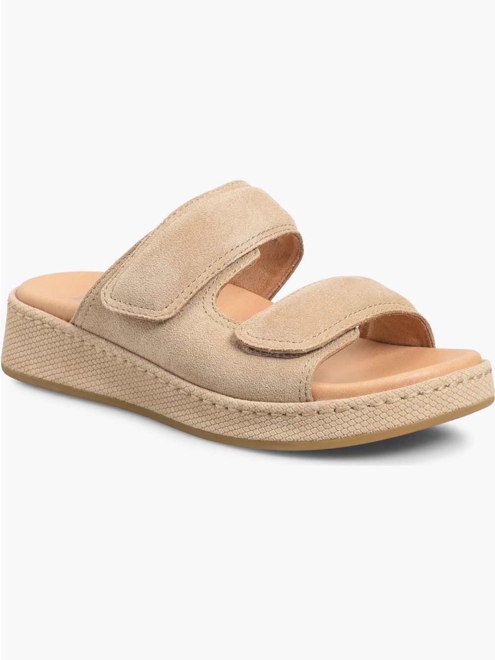 Born Vivian Two-Strap Suede Slide Sandal in Sand